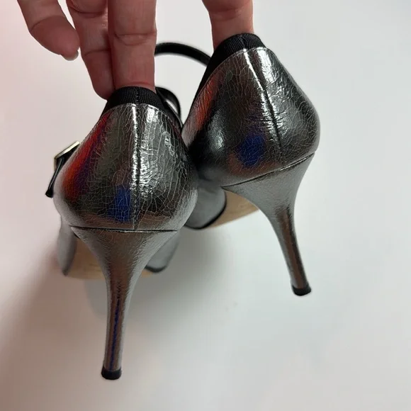 Kate Spade Italian Leather Silver Mary Janes - Picture 3 of 7